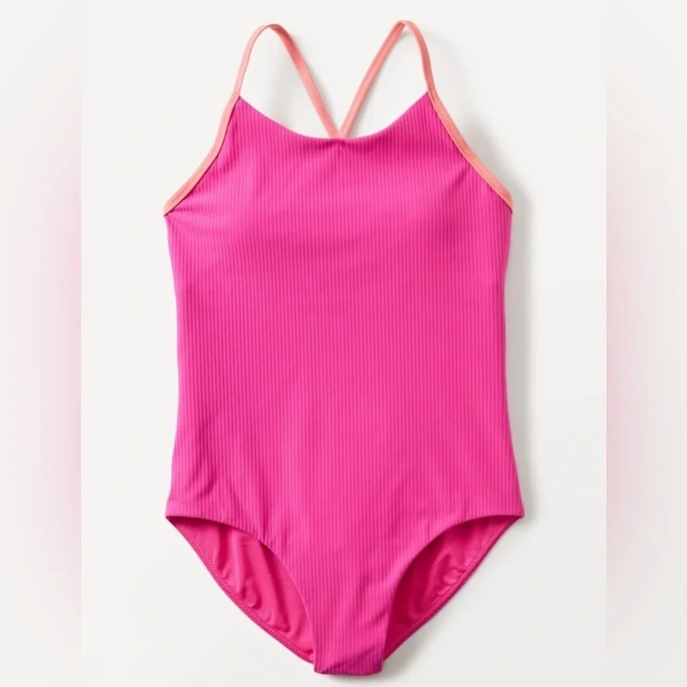 NWT Athleta Girl Adjustable One Piece Pop Pink Swimsuit size XL/14